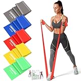 5 Stück Fitnessbänder Set, 1.5M Gymnastikband Resistance Bands in 5 Stärke Fitnessband Widerstandsbänder für Pilates Yoga Krafttraining für Männer und Frauen