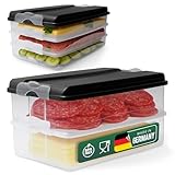 Novaliv Frischhaltedosen (3x klein + 2x groß + 2x Deckel), stapelbar für Kühlschrank & Gefrierfach, Vorratsdosen Set Aufbewahrungsbox Organizer, für Aufschnitt Wurst Käse Obst Gemüse Meal-Prep