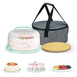 Kuchen Transportbox,10 Zoll Torten Transport Box Mit Deckeln Und Tragegriff,Kuchen Transportbox Rund Ausgestattet Mit 10 Runden Goldenen Kuchenplatten Und Tragbaren Thermotasche Mit Folienfutter