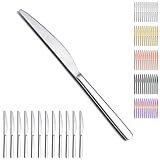 Evanda Tafelmesser Set 12 Stück, Edelstahl Abendessen messer Steakmesser, Besteck Buttermesser Messer Set Silberbesteck Set, spülmaschinenfest