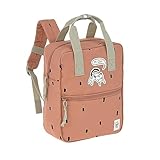 LÄSSIG Kinderrucksack mit Brustgurt Kindergartentasche Kindergartenrucksack 28 cm, 7 Liter, 3 Jahre/Mini Square Backpack Happy Prints Karamell