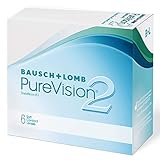 Bausch + Lomb PureVision 2 Monatslinsen, sehr dünne sphärische Kontaktlinsen, weich, 6 Stück / BC 8.6 mm / DIA 14 / -2,50 Dioptrien