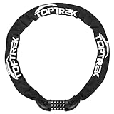 toptrek Fahrradschloss Zahlenschloss, Fahrrad schloss Hohe Sicherheit mit 5 stellig Zahlencode, 6mmx100cm Stahlkettenglieder Kettenschloss für Fahrrad/Motorrad/E-bike/Scooter (Schwarz)