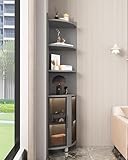 6-stöckige LED-Glasvitrine – 180 cm hoch, bodenstehender Curio-Koffer für Sammlerstücke und Likör, graues und schwarzes Finish, stilvolle Vitrine, 40 cm breite Aufbewahrungslösung