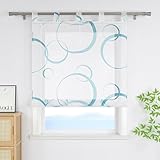 ESLIR Raffrollo mit Schlaufen Modern mit buntes Blasenmuster Raffgardinen Transparent Bändchenrollo für Fenster Voile Schlaufenrollo Wohnzimmer Blau BxH 80x150 cm 1 Stück
