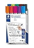 STAEDTLER whiteboard Marker Lumocolor, Linienbreite ca. 2,00 mm, schnelltrocknend, geruchsarm, lange Lebensdauer, blockierte Spitze, 10 whiteboard Marker in Faltschachtel, 351 B10