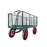 LVLDAWA Gartenwagen Mit 4 Rädern, Hochleistungs-Campingwagen Aus Stahl Schubkarre Mit Schnellverschluss Und 4 Rädern Für Garten Und Bauernhof(Green-B,100x91cm)