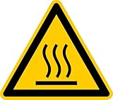 Aufkleber Warnzeichen „Warnung vor heißer Oberfläche“ Symbol Folie nach ISO 7010 W017 | SL 5-30 cm Made in Germany, Größe: Ø5 cm