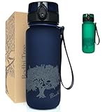 Bodhi Tree Trinkflasche 650ml, hygienischer Deckel mit Sicherheitsclip, leichte langlebige Sportflasche, 1-Klick-Öffnung, umweltfreundlich, geschmacksneutral, ideal für Outdoor, Blau