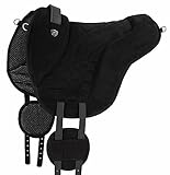 Equinate Reitpad Harper aus synthetischem Wildleder Pferd Schwarz - Bareback Pad mit pflegeleichter Neopren Unterseite - Reitkissen Baumloser Sattel