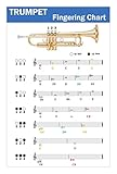 QMG Trompeten-Grifftabelle mit farbcodierten Noten, Trompetentechnik lernen, geeignet für alle Niveaus,