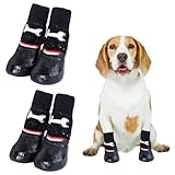 4 Pcs Hundeschuhe Hundesocken Hundeschuhe Pfotenschutz Outdoor Hundesocken Anti Rutsch Hundeschuhe Wasserdicht Hundesocken Leckschutz Hunde Schuhe Outdoor Schuhe FüR Hunde Hundesocken Wasserdicht