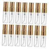 MUCKLILY 20 Stück Mini Parfümzerstäuber aus Transparentem Glas Nachfüllbare Sprühflaschen mit Goldfarbenem Sprühkopf Kompakt und Auslaufsicher für Reisen Alltag und Kosmetikpflege