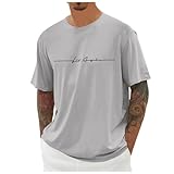Bedruckte T Shirt Herren, Basic T-Shirts Für Herren Lustig, Sommer Rundhals Fun Sport Tshirt Kurzarm Locker Mit Buchstabenmuster Muskelshirts Atmungsaktiv Funktionsshirt Personalisiertes T-Shirt