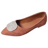 ZZHZGZ Ballerina Schuhe Damen Ballerinas Damen Spitze Spitze Flache Schuhe Damen Klassische Ballerinas Profilsohle Glänzende Paillette Flach Ballerinas Damen Elegant T-Braun #3 37