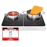 MEDION Doppel-Induktionskochplatte, 3500 Watt, Zwei Kochplatten, 10 Temperaturstufen, LED Display, MD18493, schwarz