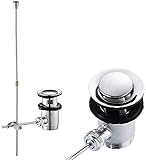 Beenle-Icey Ablaufgarnitur Waschbecken mit Überlauf Zugstange Ablaufventil Waschbecken Chrom Exzenter Ablaufgarnitur Waschbecken Waschbeckenstöpsel 1 1/4 Stöpsel Zugstangengarnitur für Waschbecken