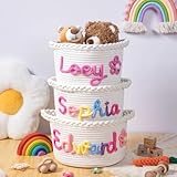 Personalisierter Aufbewahrungskorb Aus Baumwolle Für Kinder, Individuelle Spielzeugkörbe Mit Namen Für Kinderzimmerdekorationen, Babyparty-Geschenke(25 * 17cm)