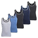 MT Herren Melange Tank-Top (5er Pack) Baumwoll Feinripp Unterhemden ärmellos - 5farb-Pack mit Blau 5 (M)
