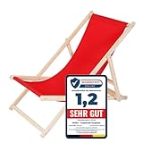 Melko Faltliege Camping Liegestuhl klappbar Stuhl aus Holz ohne Armlehne Klappliegestuhl Rot