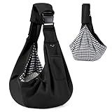 Valleycomfy Tragetuch Hund Haustier Hundetragebeute, Haustier Hundetasche mit verstellbarem, Hund Katze Hundetasche für Spaziergang Aktivitäten im Freien und Ausflüge, Tragekraft bis 7kg(Schwarz)