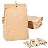 Guheake® Papiertüten 50 Stück Braun - 15 x 27 x 9 cm Kraftpapier tüten Fettdicht Braune Kraftpapier Geschenktüten, DIY Weihnachten Adventskalender, Mitgebseltüten, Süßigkeiten, Butterbrottüten