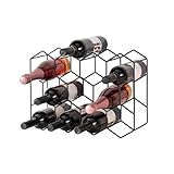 Berlinlodge Weinregal Mosel für 14 Flaschen aus Metall Klein Schwarz 30x44x14cm Flaschenregal Stehend Weinflaschenhalter Schmal für Keller Küche Kabinett Speisekammer