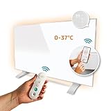 KAISER Infrarotheizung Wandheizung Deckenmontage mit Thermostat Heizpaneel mit Fernbedienung Elektroheizkörper mit LCD Display Infrarotheizung Standgerät inkl. Füße Infrarotheizung Bad (600 Watt)