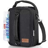 Lifewit Erweiterbare Lunchtasche, Tragbare Kühltasche Klein mit Schultergurten und 2 Ice Pack, Isolierte Lunch Bag für Frauen und Männer, Cooler Bag für Arbeit, Schule, 6,5L, Schwarz