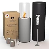 Monster24 runder freistehender Bio-Ethanol Stand-Kamin 80x26x26 cm | schönes Flammenspiel | Bioethanolkamin Outdoor Indoor | Bodenkamin | Standkamin | Terrassenkamin | EN 16647:2015 zertifiziert