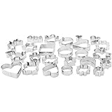 Amazon Basics Ausstechformen für Kekse, Verschiedene Formen, 4 cm to 9 cm, Set mit 25 Stück, Silber