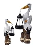 Bird Solar Light Outdoor – Polyresin Yard Ornament, Lawn Figur Laternen | Solar Powered Garden Statue mit Glowing Light, Outdoor Bird Deko für Balkon Pfahl, LED Skulptur für Terrasse Blume Bed