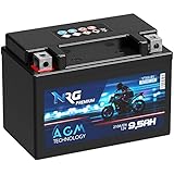 NRG Premium YTX9-BS AGM Motorradbatterie 12V 9,5Ah 210A/EN entspricht Batterie 50812 CTX9-BS ETX9-BS GTX9-BS auslaufsicher wartungsfrei ersetzt 9Ah 8Ah