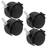 HOOTNEE 4 Stück Ersatzrollen für Wäscheständer und Möbel Schwarze Schwerlast Wagenrollen mit Bremse Langlebige Ersatzräder für Kleiderständer und Blumenständer