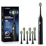 Elektrische Zahnbürste für Erwachsene mit 6 Dupont Bürstenköpfen, 42000 VPM Schallzahnbürste, 4 Putzmodi, 120 Tage ultra-lange Akkulaufzeit, IPX7 Wasserdicht, 2 Minuten Smart Timer (Schwarz)