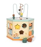 Small Foot Motorikwürfel „Safari“ aus Holz, Motorikspielzeug mit 7 Seiten, Lernspielzeug für Kinder ab 1 Jahr, 12641