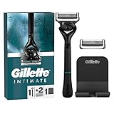 Gillette Intimate Nassrasierer für den Intimbereich, Intimrasierer + 2 Rasierklingen, mit Duschaufhänger für Rasierer zur einfachen Aufbewahrung, Geschenk für Männer