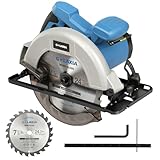 G LAXIA Kreissäge 1400W, Maximale 6000RPM, Einstellbare Schnitttiefe und -winkel: 62 mm (90°) - 48 mm (45°), Sägeblatt-Ø: 185mm, für Holz, Weichmetall, Plastik, PVC