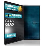 SUNNIVA Solarpanel FULL BLACK Bifazial Glas/Glas 598 Watt PV Panel - PMax 1 x 460W Bifacial Solar modul n-type, geeignet für Balkonkraftwerk (1er), IP68, Photovoltaik
