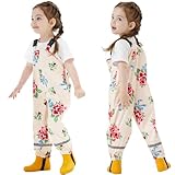 Fewlby Kinder Regenhosen Matschhose, Mädchen wasserdichte Hosen Jungen Regenlatzhose Wind- und wasserdichte Regenträgerhose mit Fußschlaufen Wiederverwendbar Outdoor Regenbekleidung, 3-4 Jahre