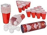 mucHome Trinkspiel Hexagon Beer Pong 22 Trinkbecher und 15 Bälle sechseckige Becher Partyspiele Gesellschaftsspiel