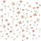 9 Blatt Boho Wandtattoo Blumen, Kleine Blumenmotive Wandsticker, Gemütliche Wandaufkleber, Pflanzen Wandtattoos, Wall Stickers für Mädchenzimmer Schlafzimmer Wohnzimmer Flur Bad Küche