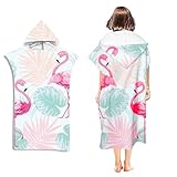 Badeponcho Damen, Microfiber Handtuch Poncho Erwachsene, Ultraleicht Surf Poncho Mikrofaser Surfponchos Strand für Schwimmen, Strand, Surfen, Tauchen, Baden zu Hause (Flamingo)