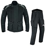 BOSmoto Herren Motorrad Touring Textil Kombi,Biker Motorrad Jacke und Hose,Herren Motorradkombi,Motorrad Sommer Textilkombi für Herren,Motorrad Kombi (BLACK, XS)