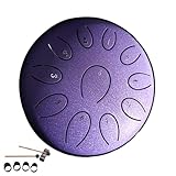 Tongue Drum, Stahlzungentrommel 6 Zoll 11 Tone C-Dur Zungentrommel, Chakra-Regentrommel, min-i Stahlzungentrommel Set, Handpan Steel Drum Für Meditation,Yoga,Musikerziehung, Klangheilung 14,4x7cm