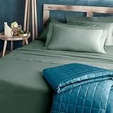 Manifattura Tessile Einfarbige Baumwoll-Satin-Bettwäsche - Salbei, 200x200 Super Kingsize