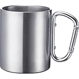 Westmark Edelstahltasse mit Karabinerhaken – praktische Camping-Tasse Outdoor, ideal für heiße und kalte Getränke, Becher mit Karabiner zum Befestigen – 300 ml, Edelstahl, rostfrei