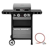 Royal Gourmet 2-Brenner Gasgrill 5 kW Grillwagen mit klappbaren Seitenablagen, Ablagekorb, Outdoor Gasgrill für Balkon, Terrasse, Garten und Camping
