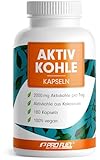 Aktivkohle Kapseln 180x - optimal hochdosiert mit 2000 mg Aktivkohle pro Tag - Aktivkohle aus Kokosnuss als Alternative zu Aktivkohle-Tabletten - laborgeprüft mit Zertifikat - Vorrat für 30 Tage