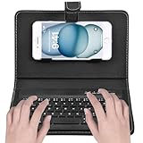VBESTLIFE Universal Wireless Tastatur Flip Hülle mit Stand für iOS/Android Handys(schwarz)
